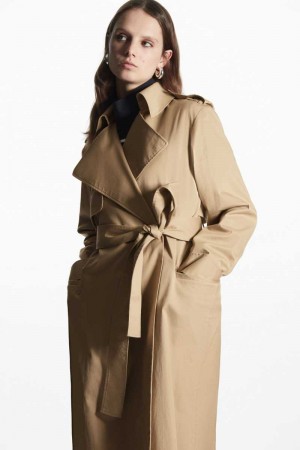 Beige Women's COS Belted Trench Coats | 049728ZSX