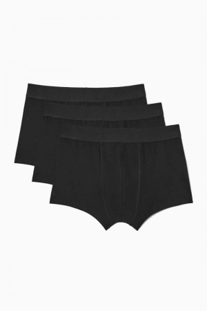 Black Men's COS 3-Pack Jersey Boxer Briefs | 483901BEO