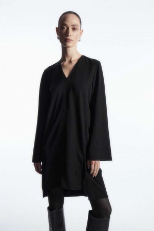 Black Women's COS Asymmetric Tunic Dress | 975620WHX