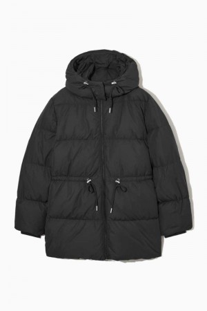 Black Women's COS Drawstring-Waist Puffer Coats | 029135WTJ