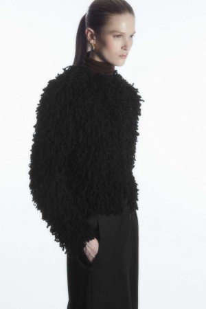 Black Women's COS Loop-Knit Wool Jackets | 945836RXP