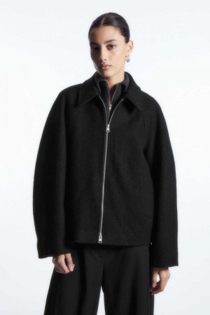 Black Women's COS Oversized Boiled-Wool Jackets | 976130ATO