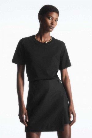 Black Women's COS Regular Fit T-Shirt | 271384VYR