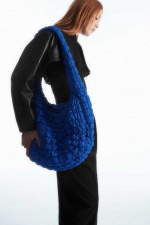 Blue Women's COS Oversized Quilted Crossbody Bags | 248367YGS