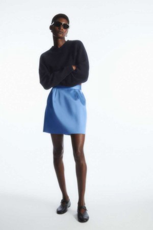 Blue Women's COS Sculpted Mini Skirts | 836174ESW