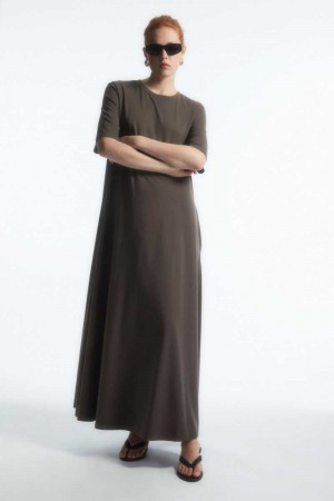 Brown Women's COS Voluminous Maxi T-Shirt Dress | 316705ADP