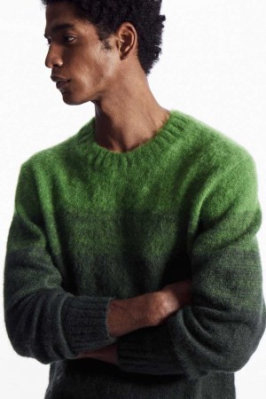 Green Men's COS Colour-Block Mohair-Blend Sweaters | 024589UWM