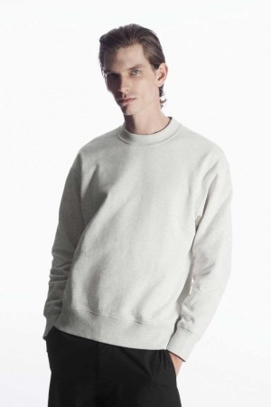 Grey Men's COS Mock-Neck Sweatshirts | 906318TBU