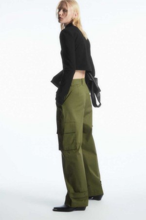 Khaki Women's COS Wide-Leg Cargo Pants | 208514OQT