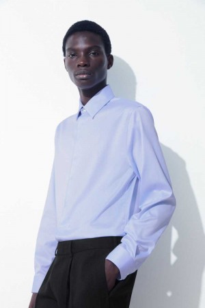 Light Blue Men's COS The Minimal Tailored Shirts | 734820XRY