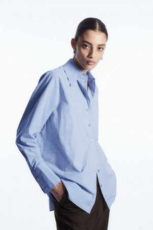 Light Blue Women's COS Oversized Long-Sleeve Shirts | 630418OZU