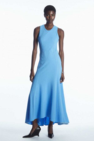 Light Blue Women's COS Sleeveless Dropped-Waist Maxi Dress | 567390GIY