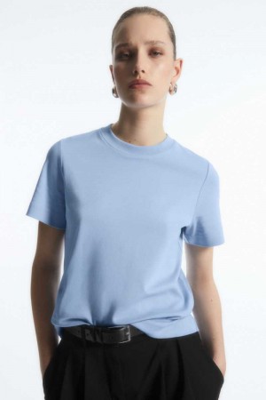 Light Blue Women's COS The Clean Cut T-Shirt | 615278CHO