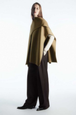 Light Brown Women's COS Wool-Blend Cape Tops | 490321YPG