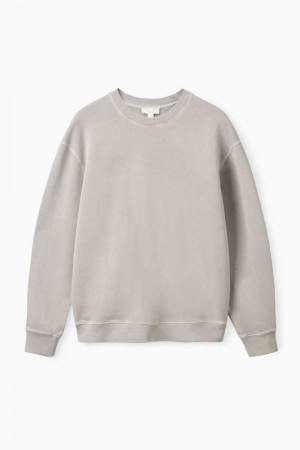 Light Grey Men's COS Relaxed-Fit Sweatshirts | 413826QSL