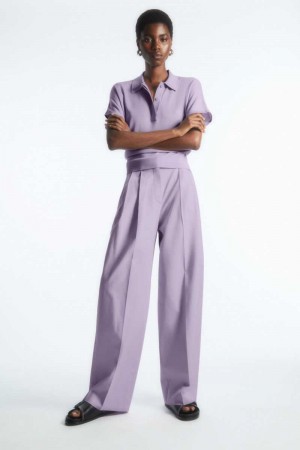 Light Purple Women's COS Wide-Leg Tailored Pants | 940721TBP