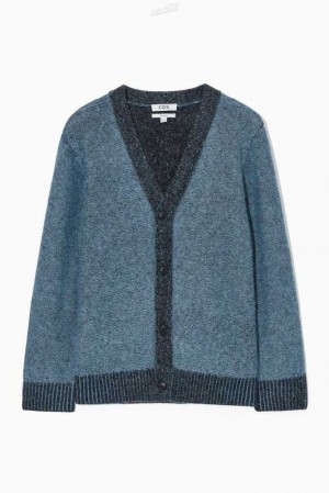 Men's COS Contrast-Trim Wool-Blend Cardigan Sweaters & Cardigans | 174038PFZ