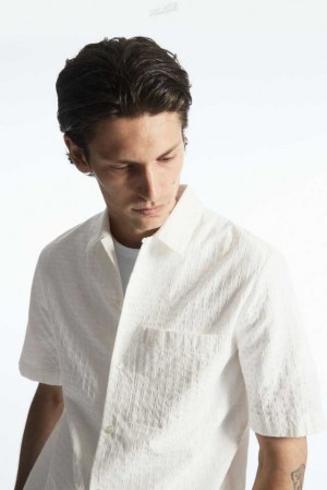 Men's COS Crochet Short-Sleeve Shirt Shirts | 360294FQC