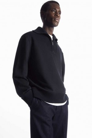 Men's COS Funnel-Neck Half-Zip Sweatshirt Sweatshirts & Hoodies | 269081OQL