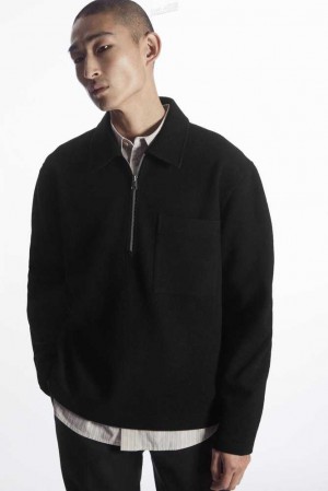 Men's COS Half-Zip Wool-Blend Jumper Sweatshirts & Hoodies | 643058TGK