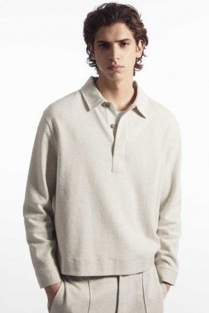 Men's COS Long-Sleeved Jersey Polo Shirt Sweaters & Cardigans | 615890KNU