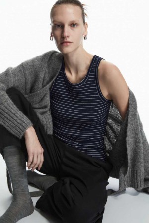 Navy Women's COS Ribbed Tank Top | 625701MIT