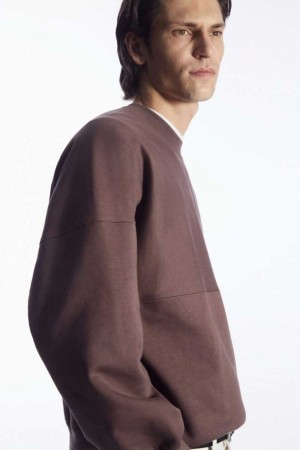 Purple Men's COS Oversized Exposed-Seam Sweatshirts | 361058PZS