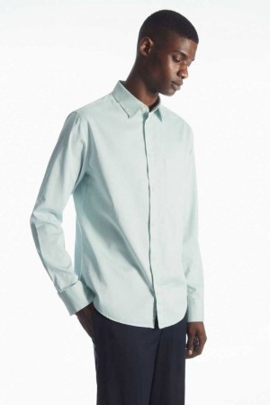 Turquoise Men's COS Patch-Pocket Regular Shirts | 219354XVW