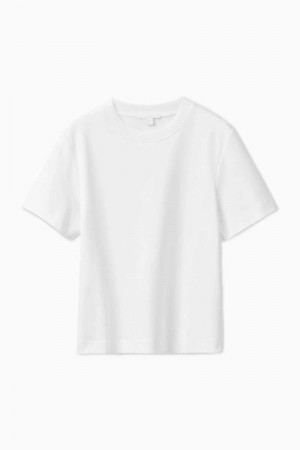 White Women's COS The Clean Cut T-Shirt | 436892DJE