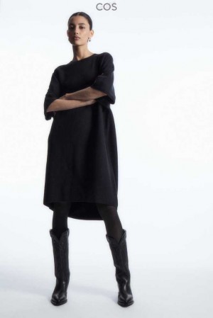 Women's COS Oversized-Fit Wool T-Shirt Dress Dress | 905132ZIR