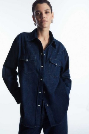 Women's COS Oversized Denim Western Shirt Shirts & Blouses | 942863JAO