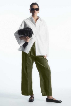 Women's COS Pleated Barrel-Leg Corduroy Pants Pants | 157428BHL