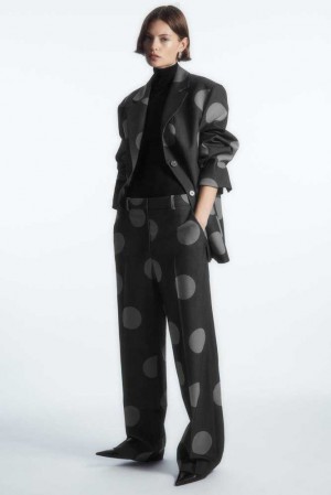 Women's COS Polka-Dot Wool-Blend Straight-Leg Pants Pants | 450162TDE