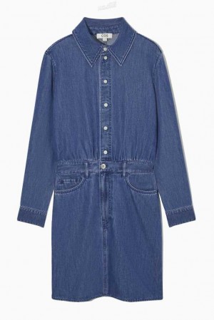 Women's COS Structured Denim Shirt Dress Dress | 807912EHN