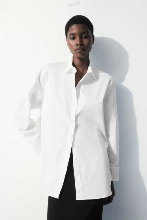 Women's COS The Oversized Cotton-Sateen Shirt Shirts & Blouses | 561809MHN