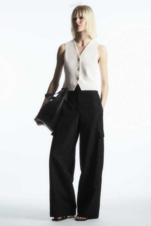 Women's COS Wide-Leg Linen-Blend Cargo Pants Pants | 230146XIS