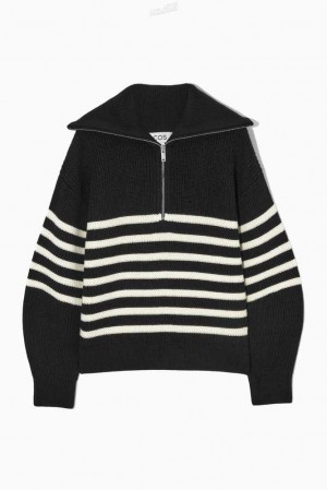 Women's COS Wool And Cotton Half-Zip Sweater Sweaters & Cardigans | 810439ICS