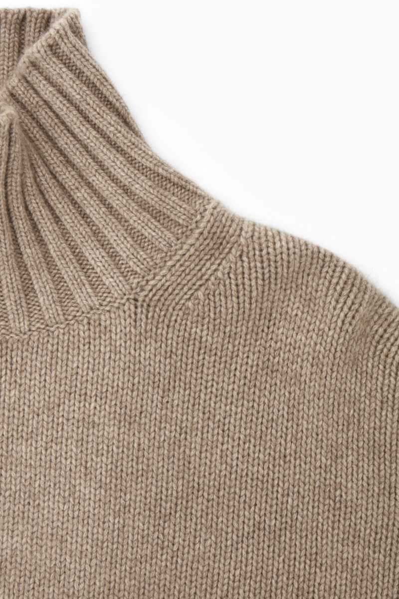 Beige Women's COS Chunky Pure Cashmere Turtleneck Sweaters | 142385ZOY