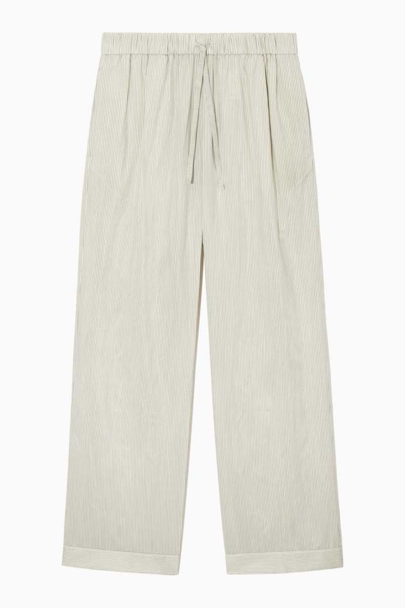 Beige / Grey Women's COS Striped Silk Pajama Pants | 296374XSV