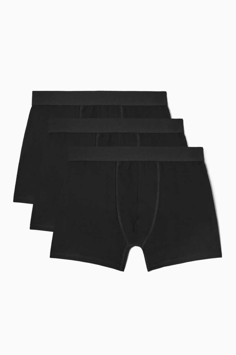 Black Men\'s COS 3-Pack Long Boxer Briefs | 241760AVP