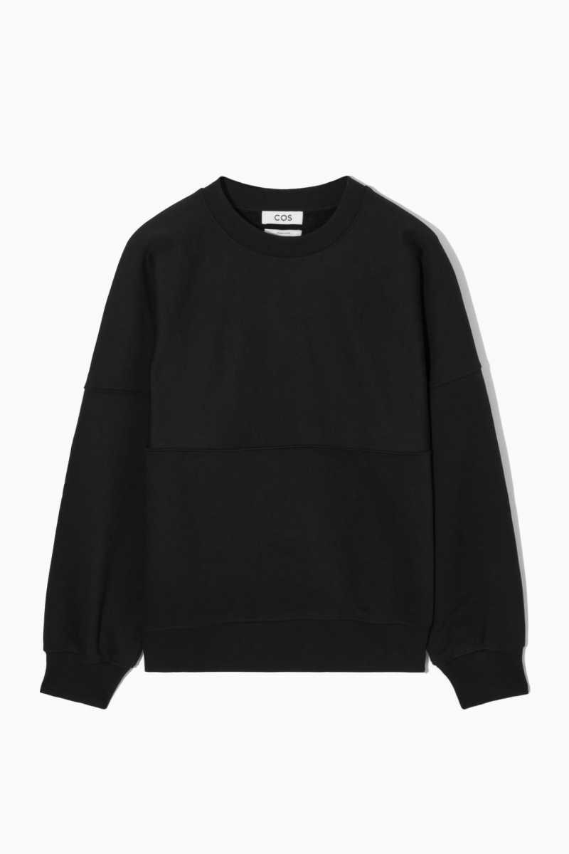 Black Men's COS Oversized Exposed-Seam Sweatshirts | 572306URL