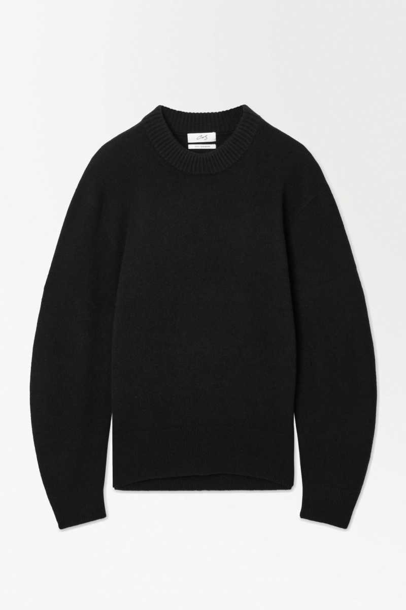 Black Men's COS The Cashmere Crew-Neck Sweaters | 654128EIM