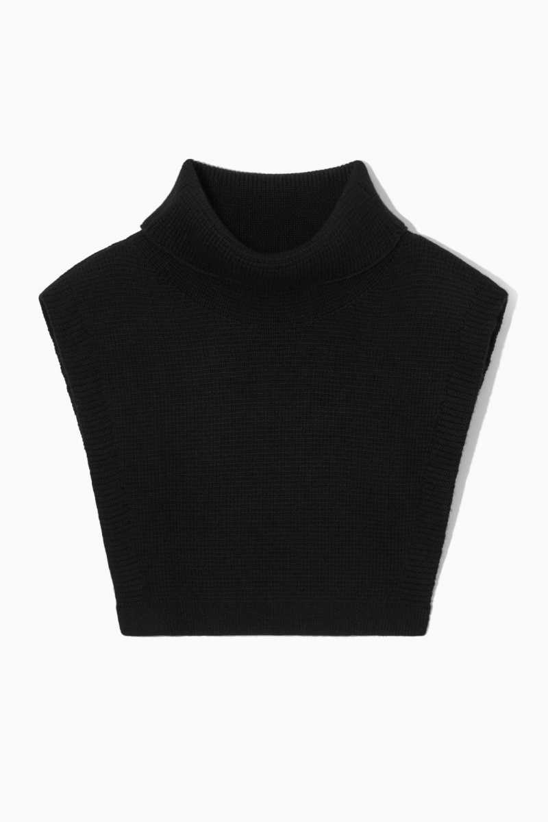 Black Men's COS Wool Rollneck Collar Vest | 074612KYS