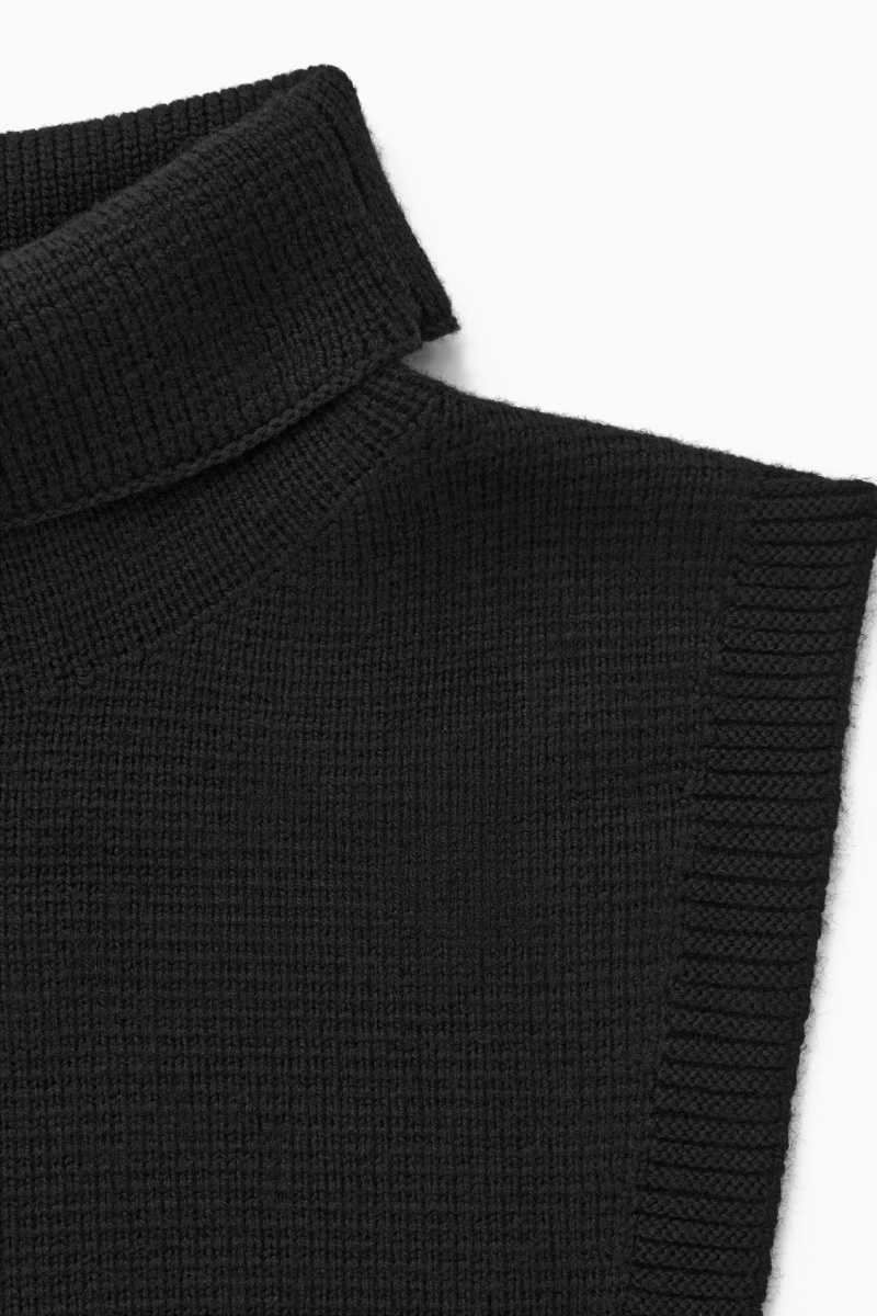 Black Men's COS Wool Rollneck Collar Vest | 074612KYS