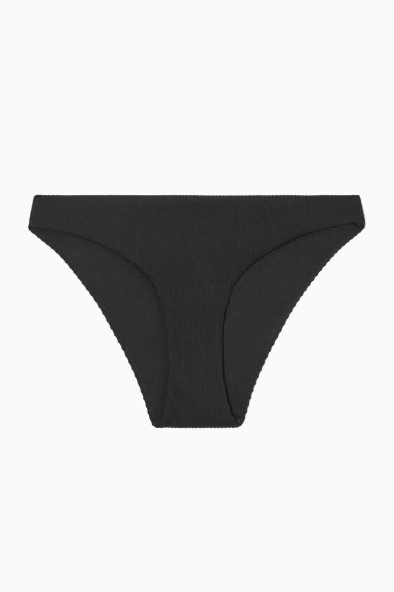 Black Women's COS Classic Ribbed Bikini Briefs Swimwear | 316275GHL