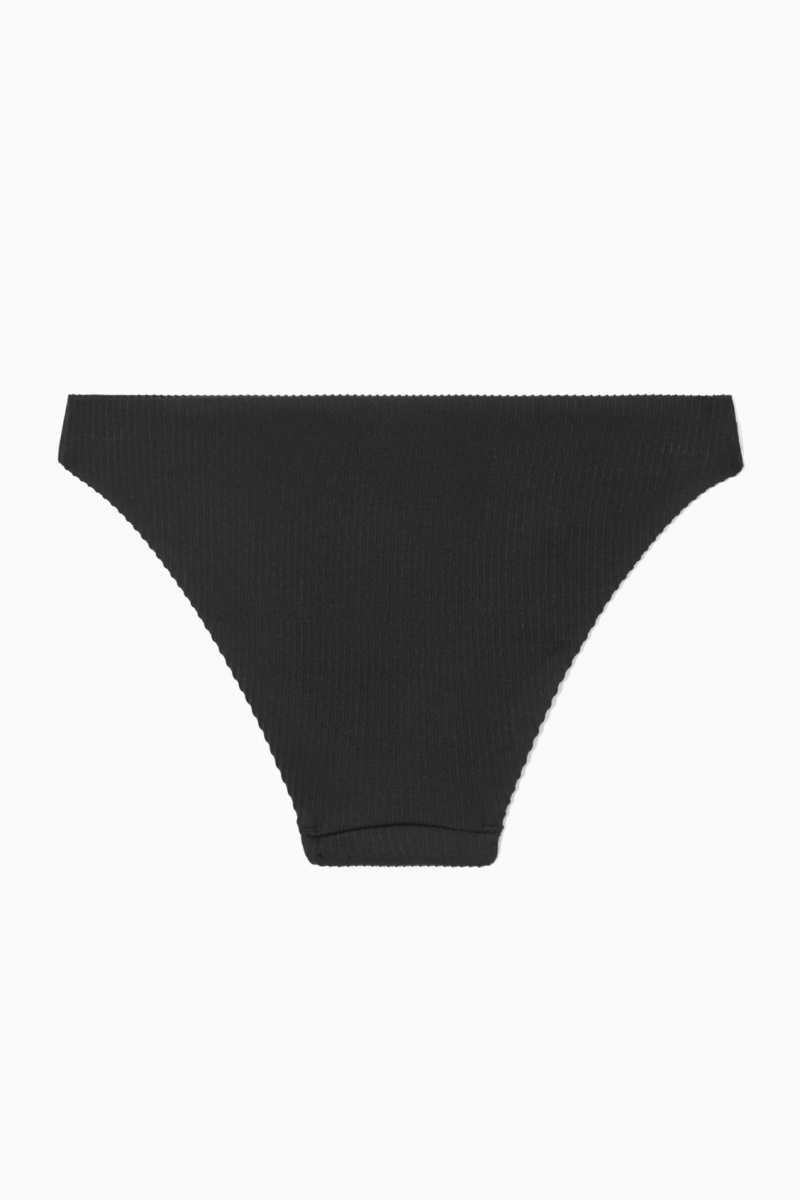 Black Women's COS Classic Ribbed Bikini Briefs Swimwear | 316275GHL