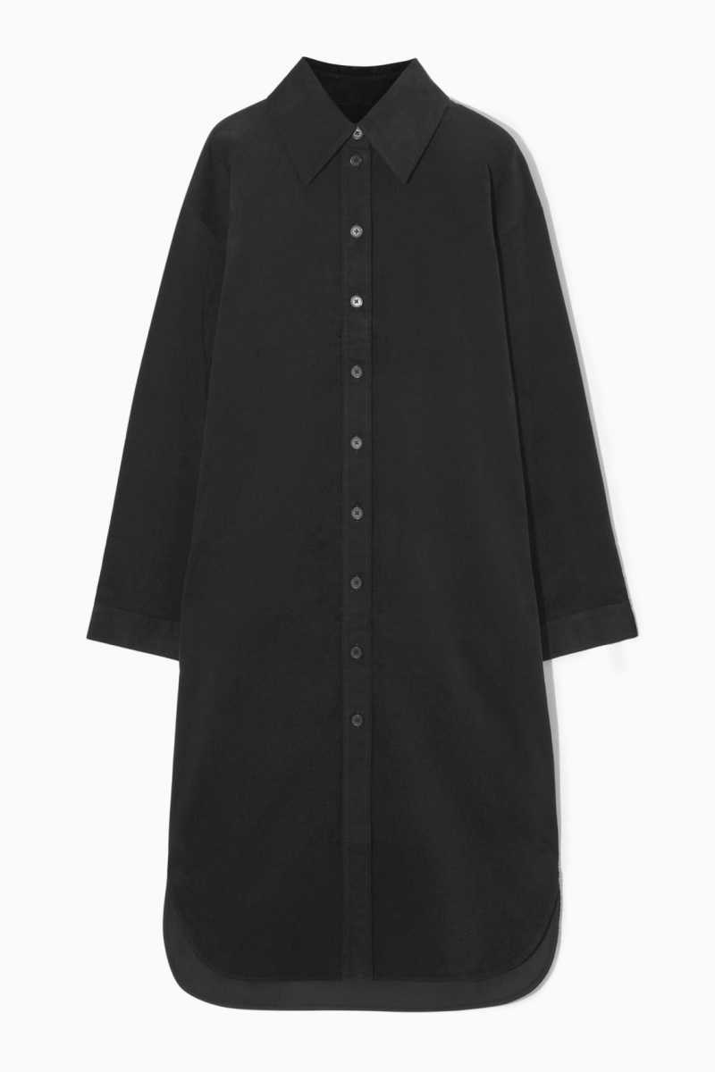 Black Women's COS Corduroy Midi Dress | 046135CMP