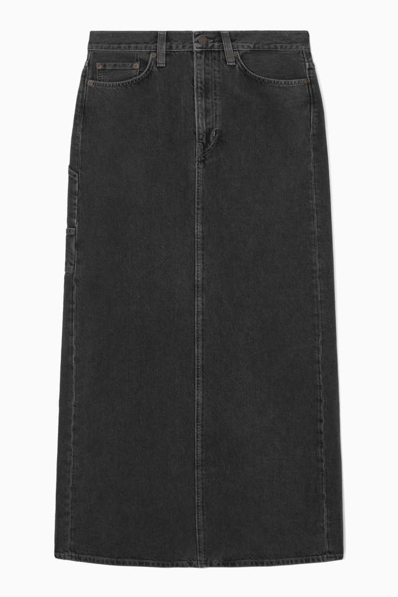 Black Women's COS Denim Maxi Skirts | 807295AWZ