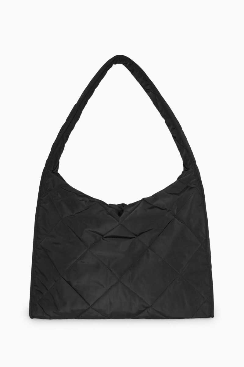 Black Women's COS Oversized Diamond-Quilted Shoulder Bags | 130879JRP