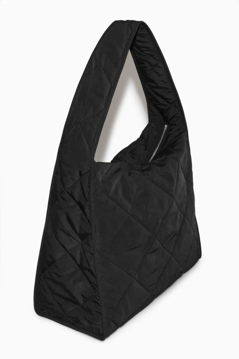 Black Women's COS Oversized Diamond-Quilted Shoulder Bags | 130879JRP